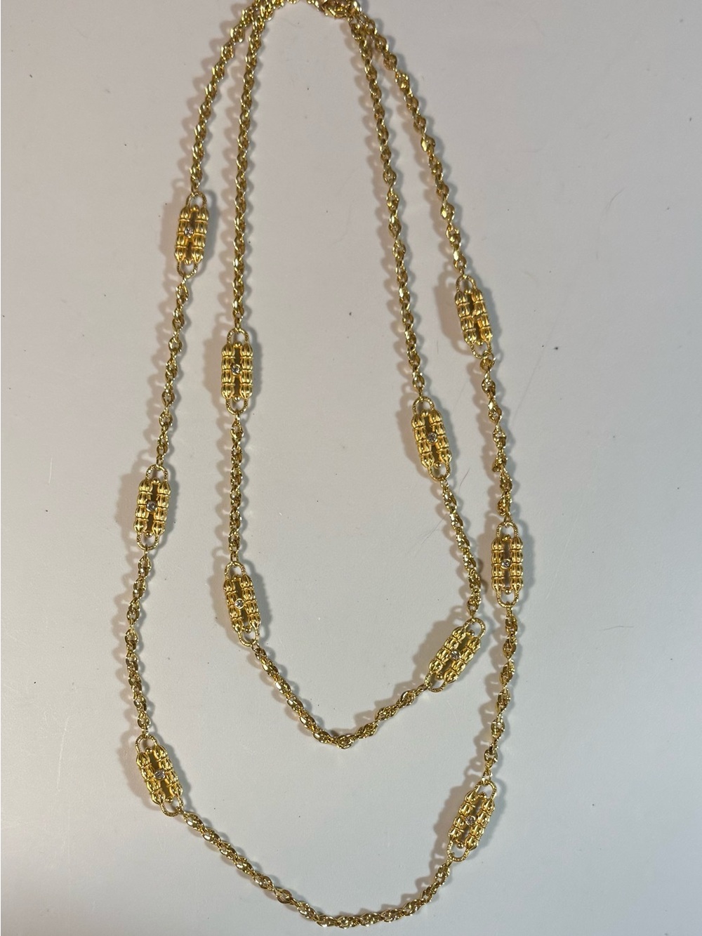 Vintage Camrose & Kross JBK Paperclip Station Gold-Tone Double Chain Necklace